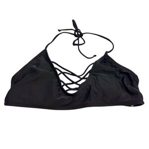 Xhilaration Women's Black Halter Bikini‎ Top Lace-Up Size L